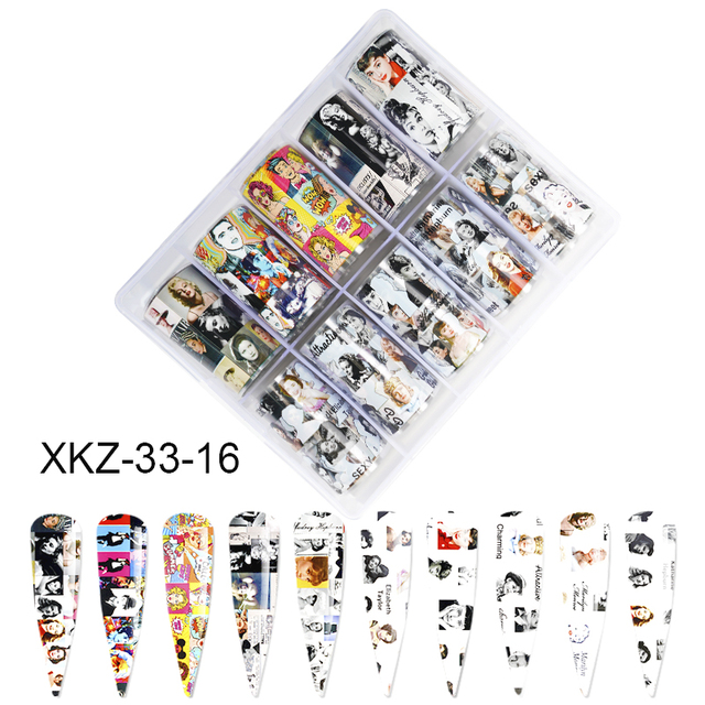 Star Transfer Paper Laser Leopard Print Gale Camouflage Small Fresh Fruit Star Set Nail Sticker Decorative Art 1Box 10 Grid