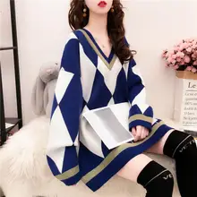 Весна/осень женские Свитера вязаные Свободные Повседневные свитера Осенняя женская одежда пуловер с вырезом в виде буквы V свитера для беременных женские пальто