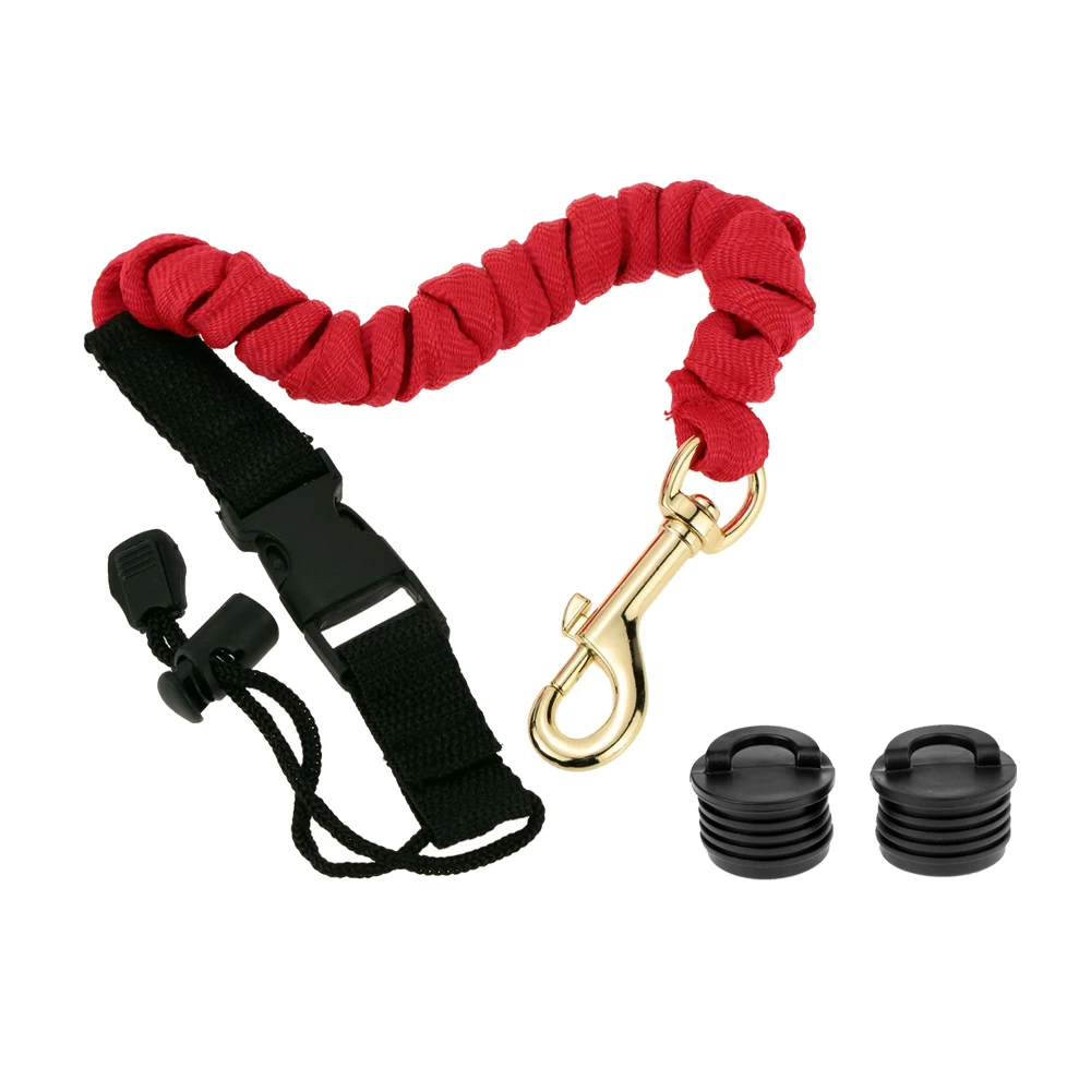 2 Pieces Kayak Scupper Plug Drain Bung+ Safety Kayak Rod Holder Paddle Leash Lanyard for Boat Dinghy Fishing Rigging