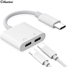 Olhveitra 2 в 1 двойной тип C разъем аудио наушники адаптер для samsung Xiaomi huawei Oneplus ключ разветвитель зарядки наушников