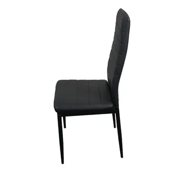 

Sturdy and Durable 4pcs Elegant Assembled Stripping Texture High Backrest Dining Chairs PU Surface Black