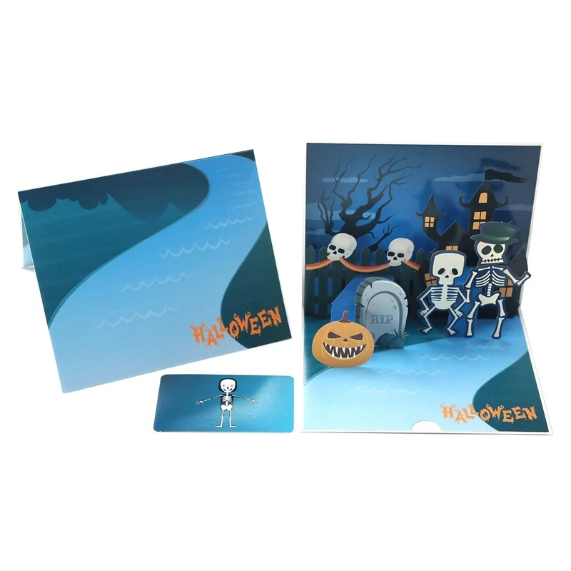 DIY 3D Скелет Хэллоуин всплывающие карты страшный череп поздравительная открытка Хэллоуин открытка