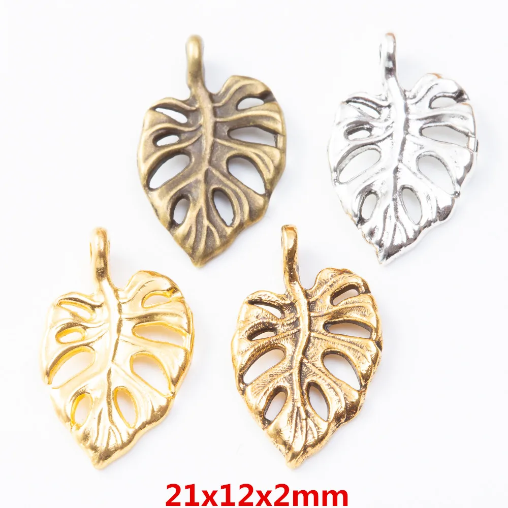 Jewelry-Accessories Necklace Charms-Pendant Diy Bracelet Leaf Zinc-Alloy Metal Vintage