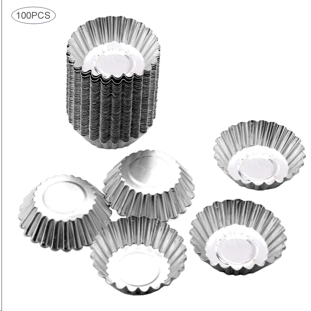 51020pcsEggTartMoldsStainlessSteelCupcakeMoldThickened