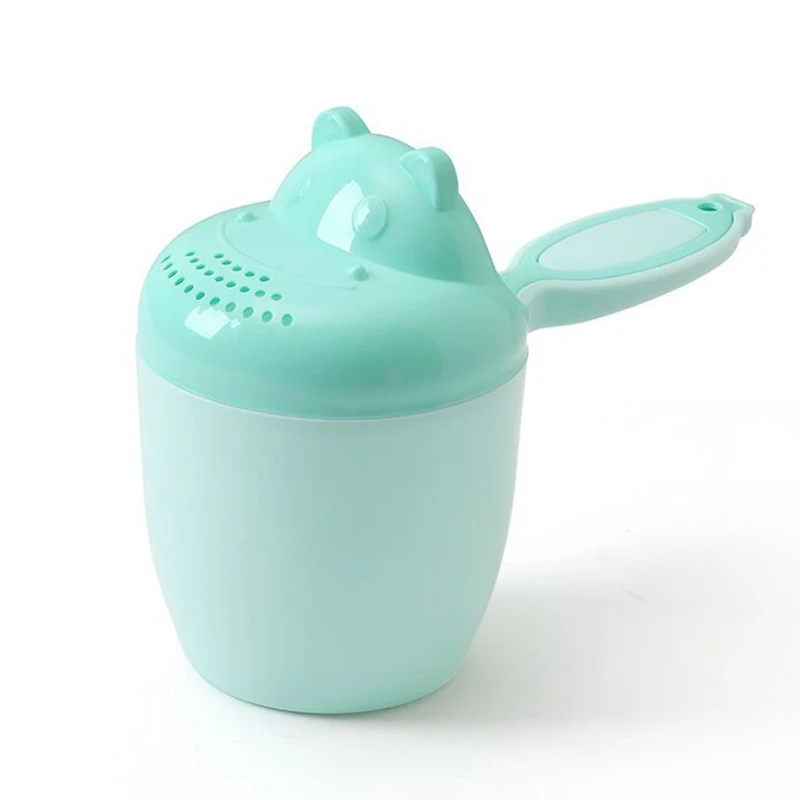 Детские шапочки для ванной с мультяшным Кроликом, чашка для шампуня, детский купальный Байлер, ложка для душа для малышей, детская чашка для мытья волос, детский банный инструмент - Цвет: Green Hippo