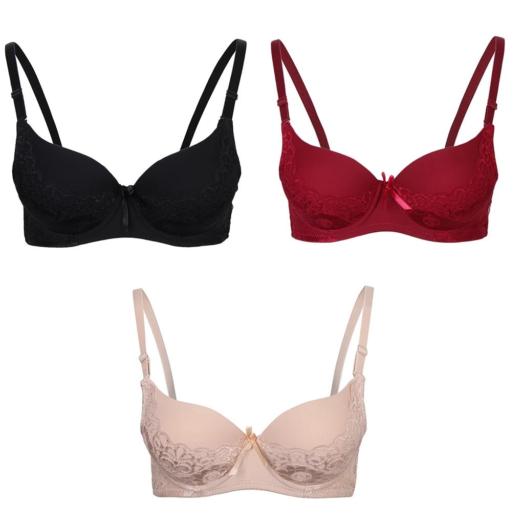 Womens Comfort Sexy Embroidered Lace Unpadded Push Up Everyday Bra Bralette Crop Top Intimate