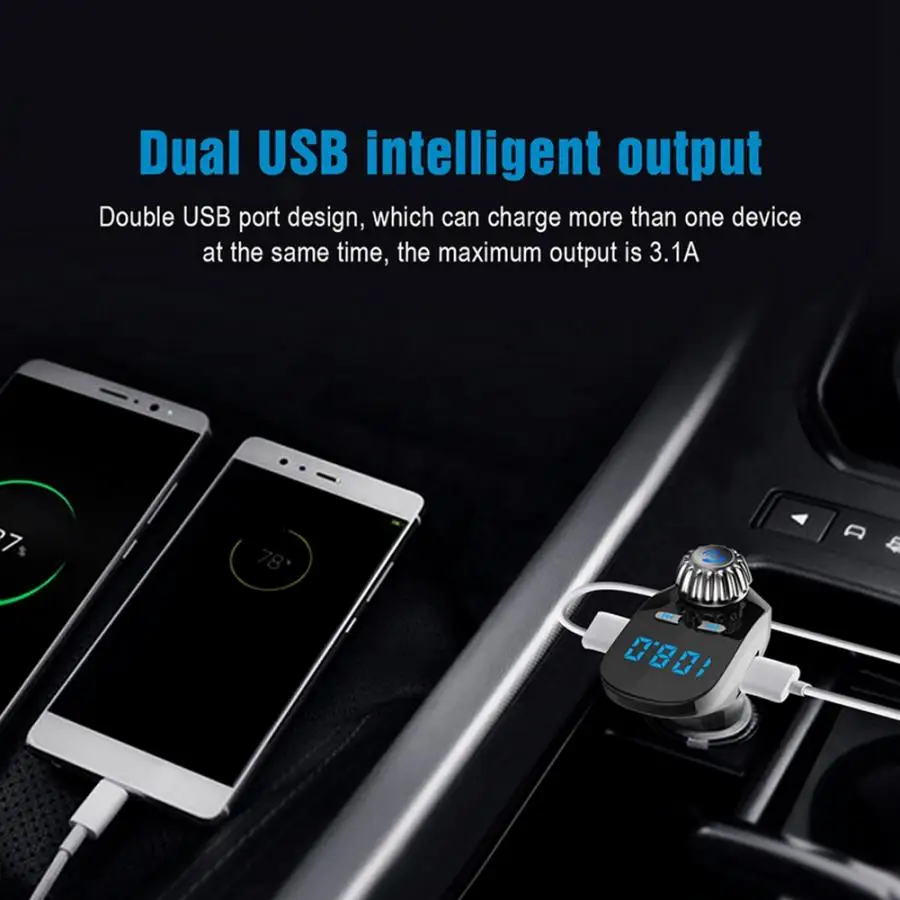 2.1A/1A двойной USB быстрая зарядка автомобиля BT Hands-free стерео fm-передатчик MP3-плеер TF автомобильный fm-передатчик Acouto Автомобильный Универсальный
