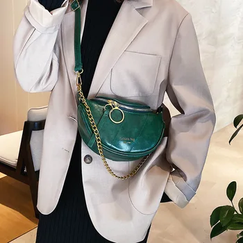 

2020 New Leather Waist Bag for Women Chest Bags Fashion Chain Leather Zipper Chain Small Crossbody Shoulder Bags Pack Handbags