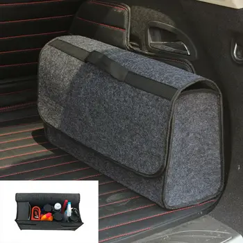 

Car Trunk Organizer Foldable Storage Bag Box Cargo Portable Gray Woolen Felt