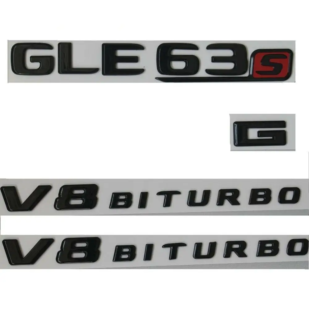 Блестящие черные буквы GLE63s Для AMG V8 BITURBO эмблемы значки W166 - Цвет: 4pcs GIoss black