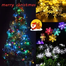 20 светодиодов, снежинка, солнечный светильник, для праздника, дома, вечерние, для сада, рождественской елки, украшение, гирлянда, лампа, уличный светильник