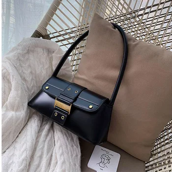 

2019 New Underarm Bag Famous Designer Leather Baguette Bag High Quality Shoulder Bag Fashion Solid Color Women Purse And Handbag