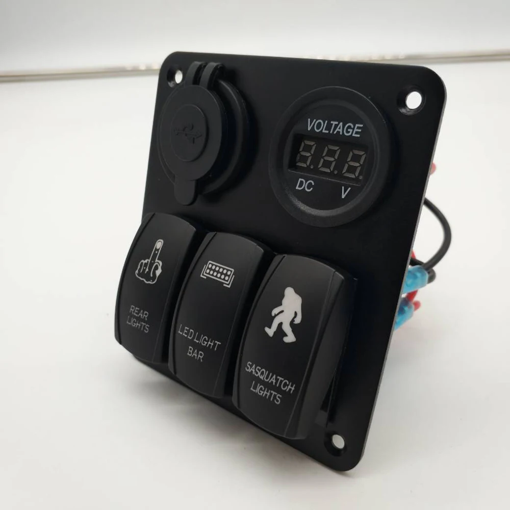 3 Gang кулисный переключатель Панель Dual USB Зарядное устройство Универсальный Водонепроницаемый Чехол встроенный светодиодный индикатор автомобиля Настенные Переключатели Реле