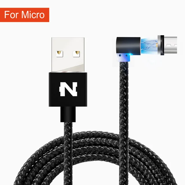 1 2 м зарядное устройство Micro USB кабель для iPhone samsung huawei Быстрая зарядка данных провод шнур магнит Тип C мобильный телефон Магнитный кабель - Цвет: For Micro Black