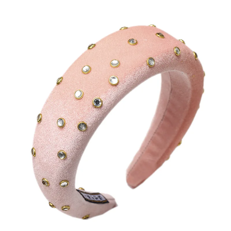 Haimeikang Rhinestone Headwear Sponge Wide-brimmed Headband Fashion Ins Net Red Hair Hoop Thick Winter Hair Accessories