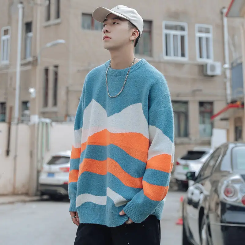 

Winter Sweater Men's Warm Fashion Casual O-neck Knitted Pullover Men Loose Korean Knitting Sweaters Mens Clothes M-2XL