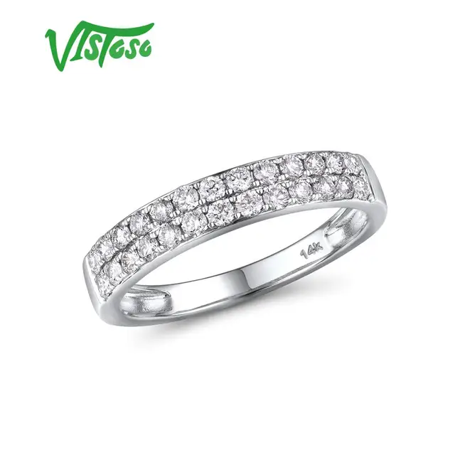US $314.05 VISTOSO Genuine White Sparkling Diamond Delicate Women Anniversary Engagement