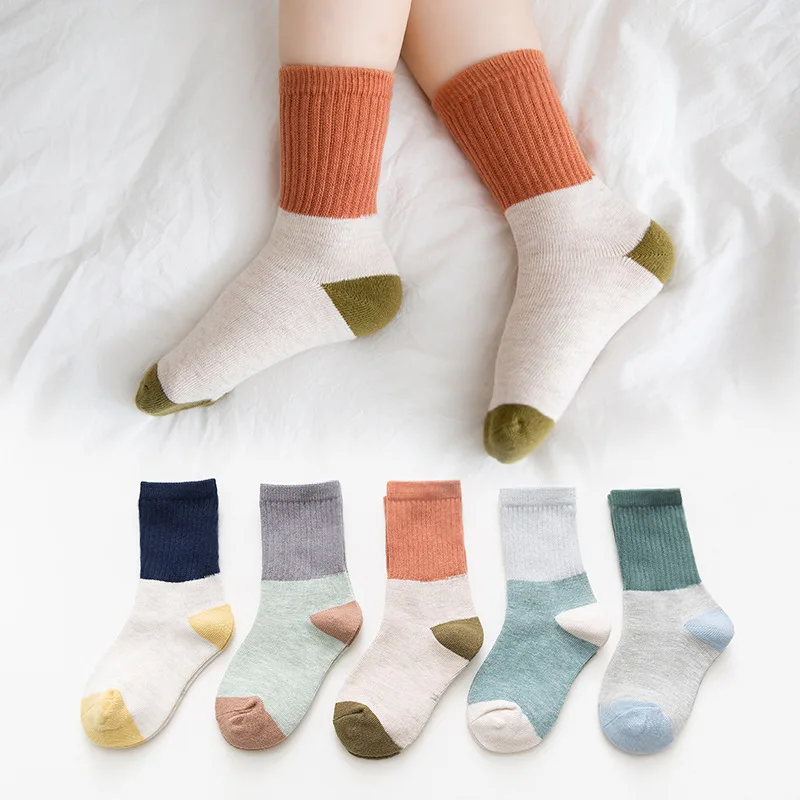 Детские носки, Осенние Разноцветные носки в Корейском стиле для девочек, детские носки в Корейском стиле