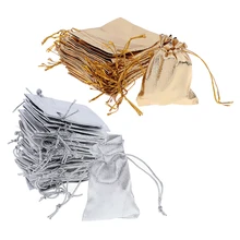 25 шт./50 шт. золотые и серебряные подарочные пакеты на шнурке 7*9 см Ювелирные подарочные пакеты аксессуары упаковка маленькие подарочные пакеты
