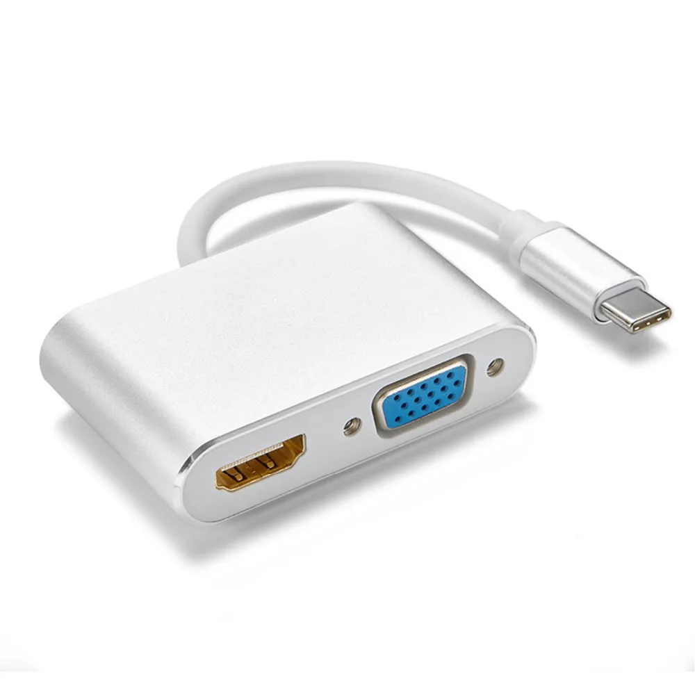 YMY USB C к адаптер HDMI VGA 2 в 1 usb type C к 4K HDMI+ VGA Синхронизация-дисплей конвертер видео решение