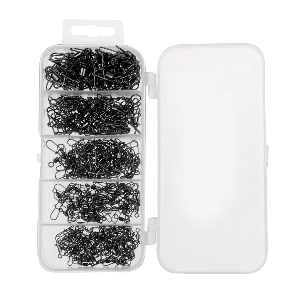 210Pcs Ball Bearing Rolling Swivel Fishing Connector Snap Pin Fishhook Lures
