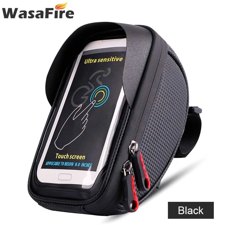 Черный Waterproof Mountain Bike Bag Rainproof Bike Head Tube Handlebar Mobile Phone Case Holder MTB Bicycle Bags Cycling Accessories - Цвет: Черный