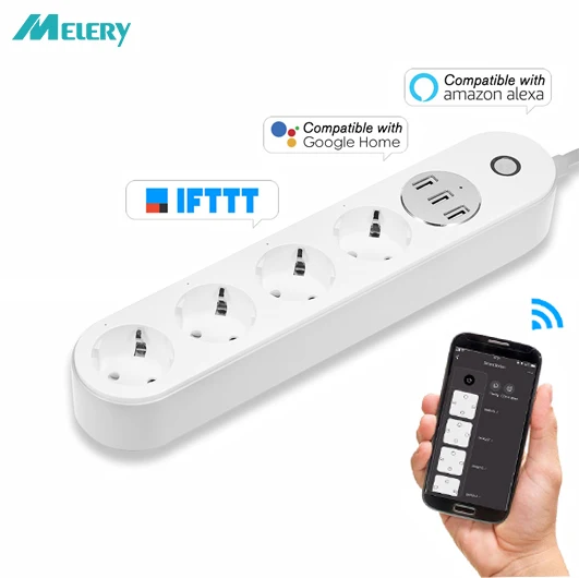 WiFi умная полоса питания 4 AC штепсельная розетка с USB разъемом голосовое