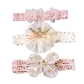 

3 Pcs Baby Girls Lace Flower Design Headband Headwear Apparel Prop Party Gift
