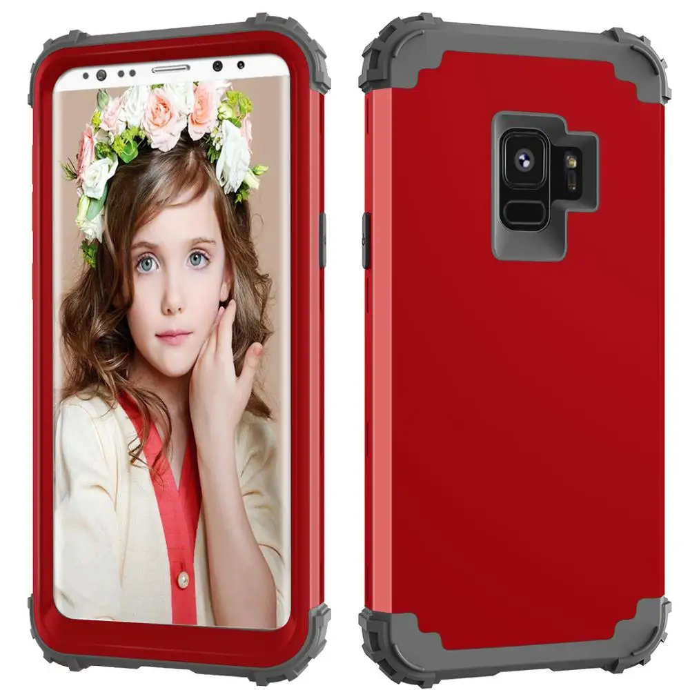 Противоударный чехол для телефона для samsung Galaxy S8 S9 S10Plus Heavy Duty Прочный амортизирующий/ударопрочный гибридный 3 Слои - Цвет: red