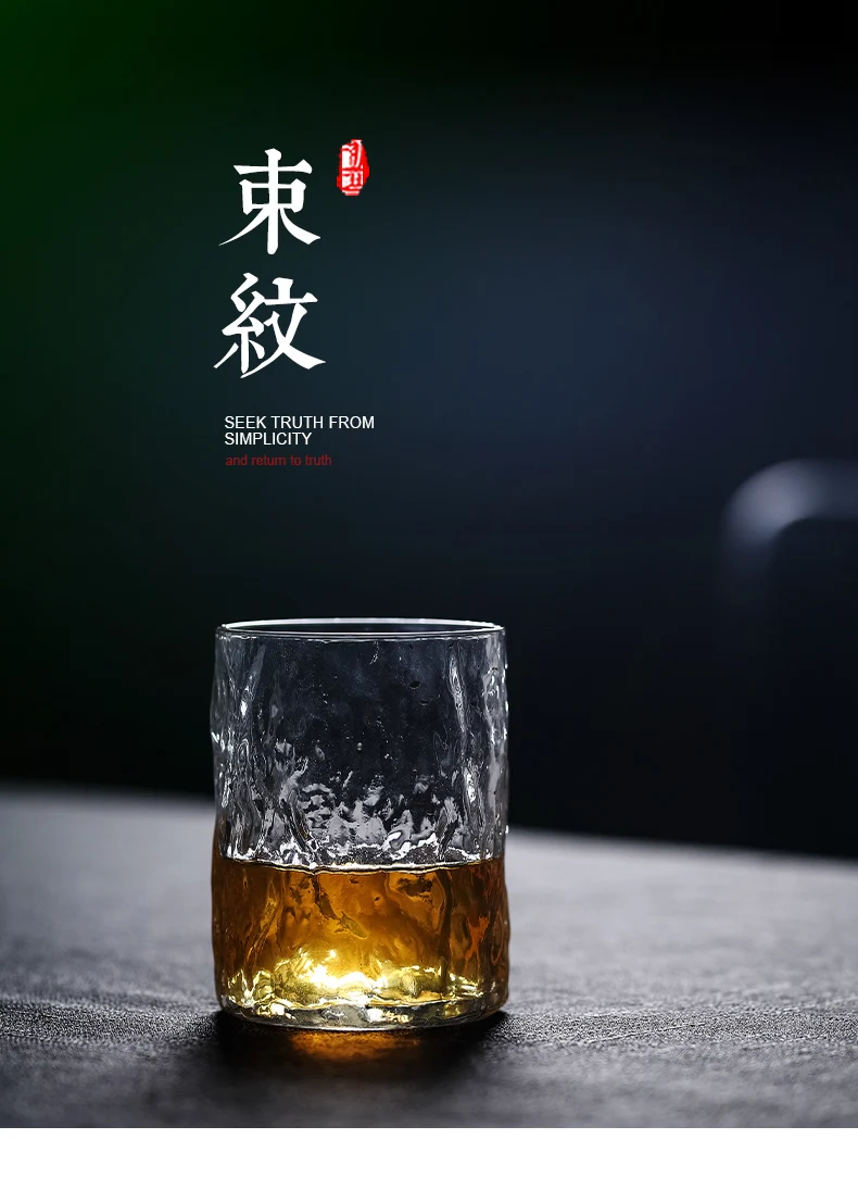 2 шт./компл. японский Молот стеклянная чашка высокая боросиликатная термостойкая чашка высокая стеклянная простая чашка домашнее Дерево Узор чай на заказ - Цвет: Прозрачный