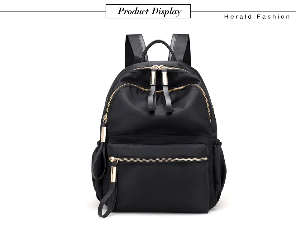 Herald Модный повседневный рюкзак женский черный водонепроницаемый нейлоновый школьный рюкзак для девочек-подростков Высококачественная модная дорожная сумка