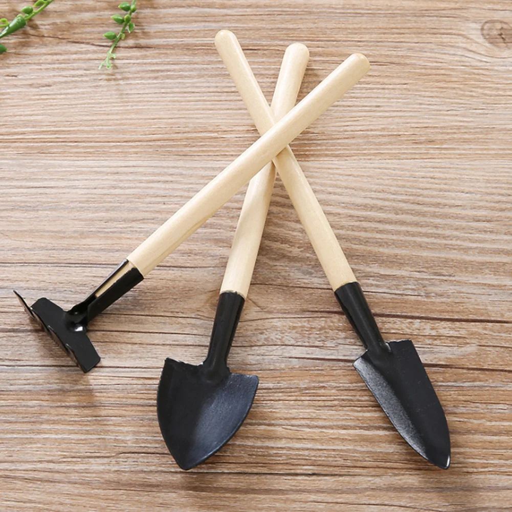 

3PCS/Set Mini Shovel Rake Kit Wooden Handle Metal Head Home Gardening Planting Tools for Flowers Potted Home-grown Digging Suits