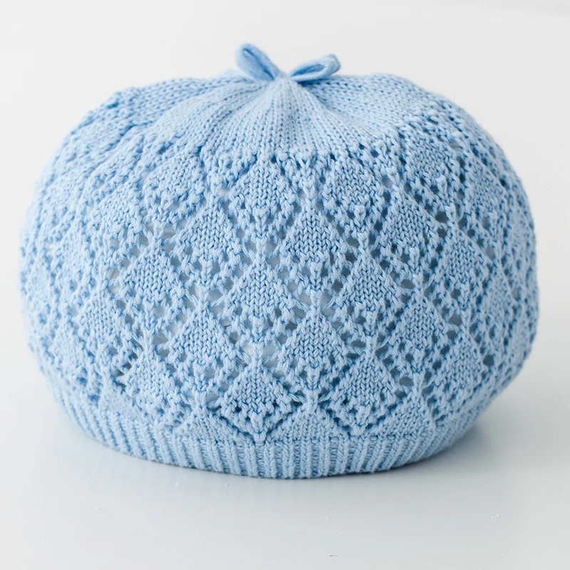 

Baby girl knitted hat round caps with Soft Brim Cute Sun Hat newborn Neck covering Hat