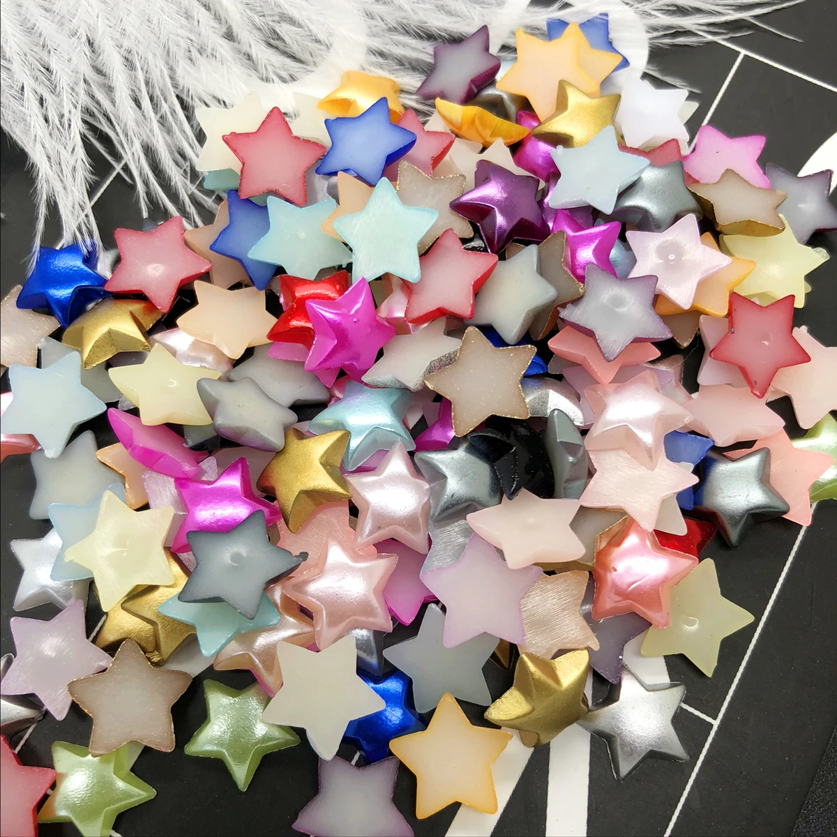 Новинка DIY 100 шт. 10 мм разноцветная гладкая Смола звезда плоская задняя сторона Скрапбукинг рукоделие|Бусины|