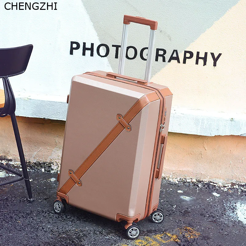 CHENGZHI Fashion vintage series 20" 22" 24" 26inch rolling luggage spinner men travel suitcase women trolley bag with wheels