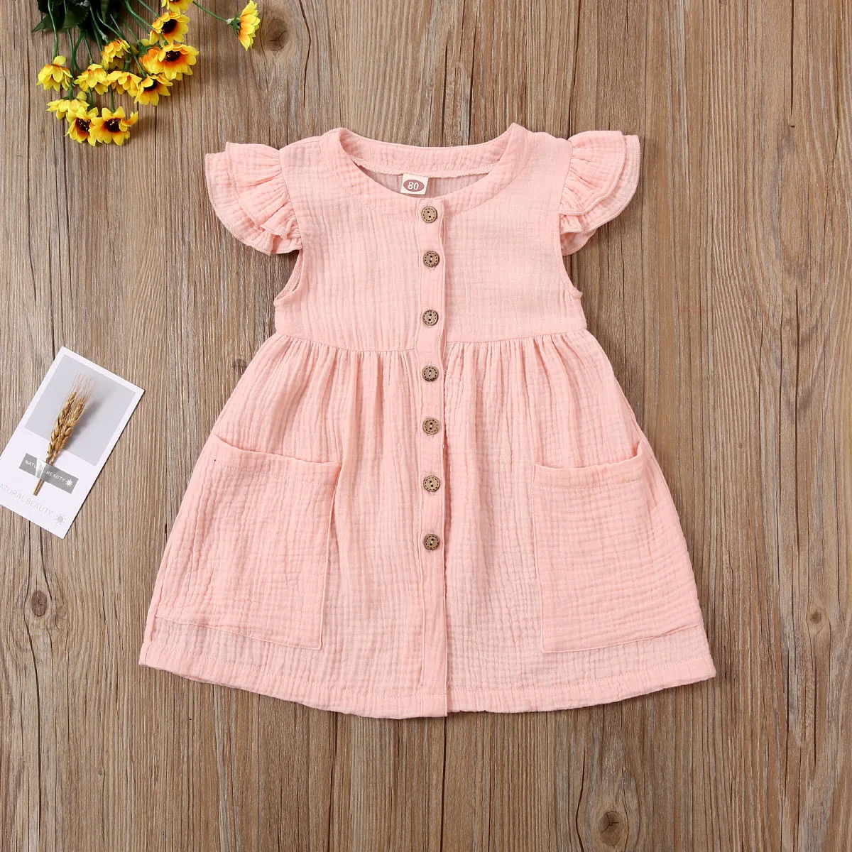 Ma&Baby 1-6Y Summer Toddler Kid Baby Girl Dress Ruffles Sleeves Party Dresses Children Girls  Button Pocket Dress D35 baby dresses for wedding