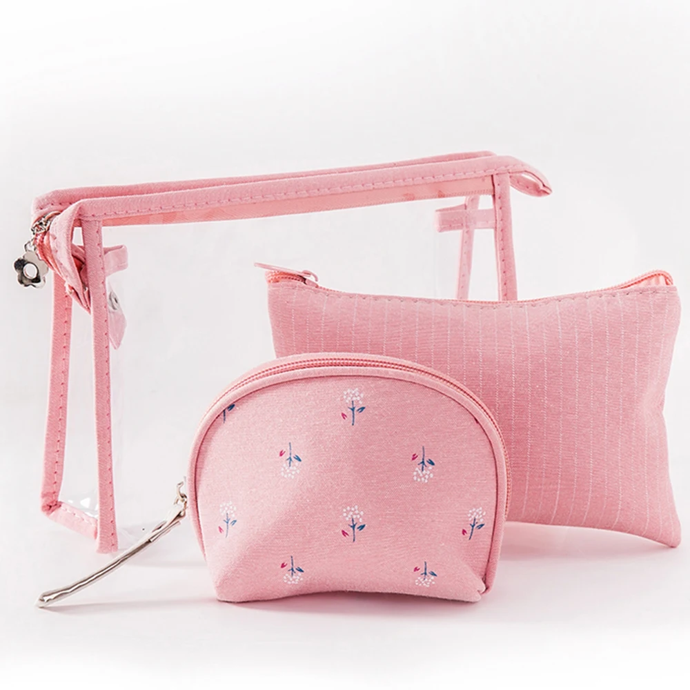Портативная прозрачная косметичка большой емкости дорожный мешочек для косметики сумки женские с принтом косметичка Органайзер - Цвет: Розовый