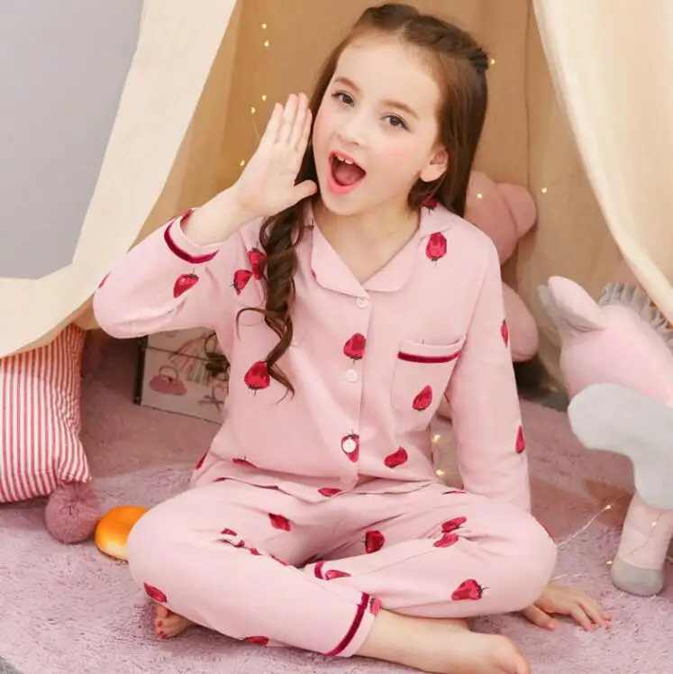 StyleA H5669 девушки с длинными рукавами пижамы на весну и осень хлопок кондиционер Домашняя одежда костюм подростка тонкий милый мультфильм пижамы - Цвет: StyleA