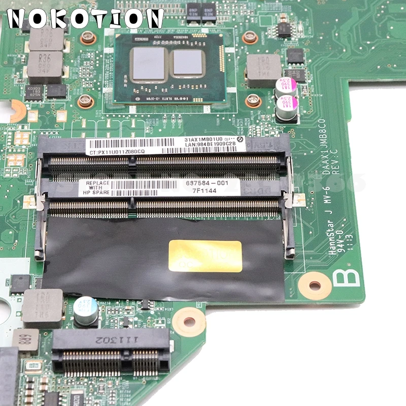 NOKOTION DAAX1JMB8C0 637584-001 аккумулятор большой емкости для hp павильон G62 CQ62 Материнская плата ноутбука i3-370M Процессор HM55 HD6370M 512MB DDR3