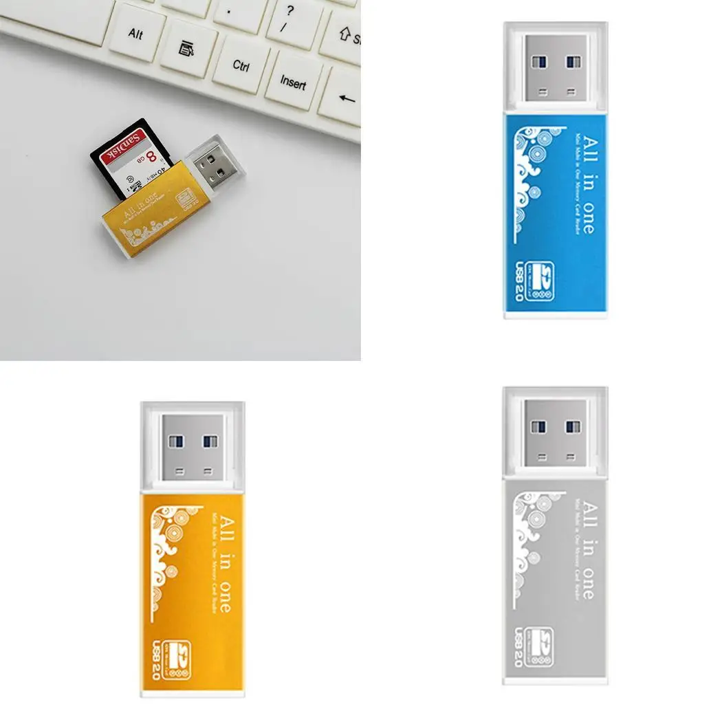Портативный Легкий USB 2,0 высокоскоростной Windows XP/Vista/Win 7 кард-ридер для смартфонов SD, TF компьютер