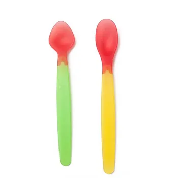 

Baby Temperature Feeding Practical Spoon Non-toxic Durable Soft Plastic Material Portable Tableware For Kitchen Eco-friendly