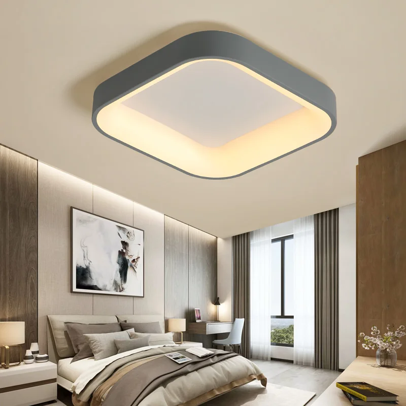 Классическая потолочная лампа, современные светодиодные потолочные лампы для гостиной, спальни, кабинета, коридора, серый или белый цвет, светильник ing светильник