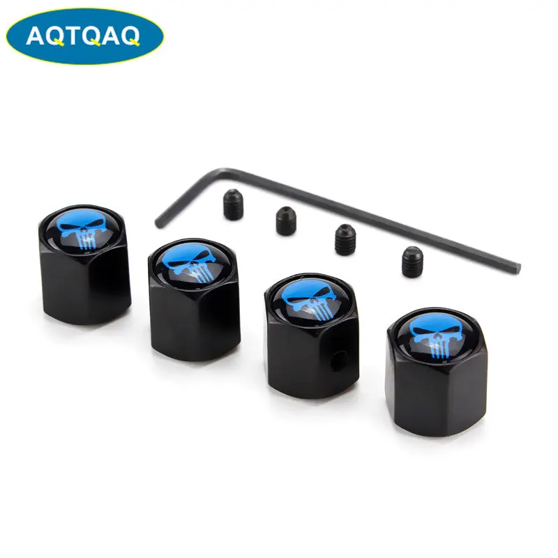 4Pcs/Set Car Auto Wheel Tyre Tire Stem Air Valve Caps Dust Covers Skull For | Автомобили и мотоциклы