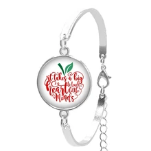 Горячее предложение! Распродажа! Женский браслет, художественный амулет, любовь, учитель, яблоко, любовь, древо жизни стекло, выпуклая Круглая Серебряная цепочка, браслет для учителя, подарок