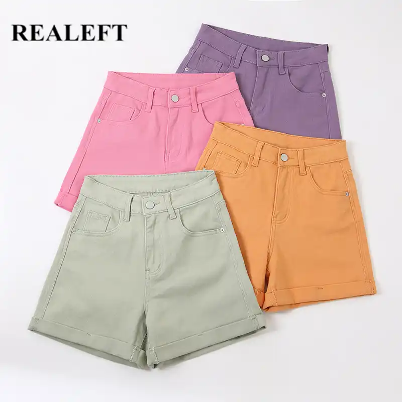 multi colored denim shorts