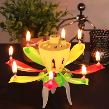 

ABS Lotus Candle Lamp Musical Candles For Birthday Cake Party Supply Decoration