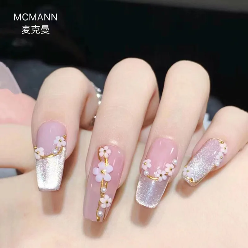 6 Boxes 3D Flower Nail Art Charms Light Change Nail Decals for Acrylic Nail  Art Accessories with Pearl Golden Caviar Beads Glitter Nail Supplies Stud  Design Jewelry Women DIY Decoration Tips Flower(Lignt