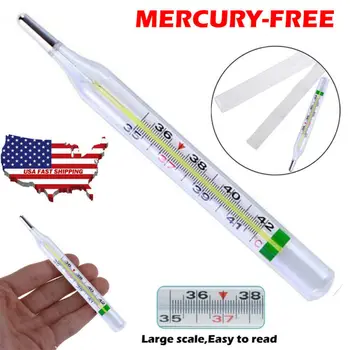 

1Pc dual scale Classic Traditional Clinical Glass Mercury-Free Thermome Body Cold Measurement
