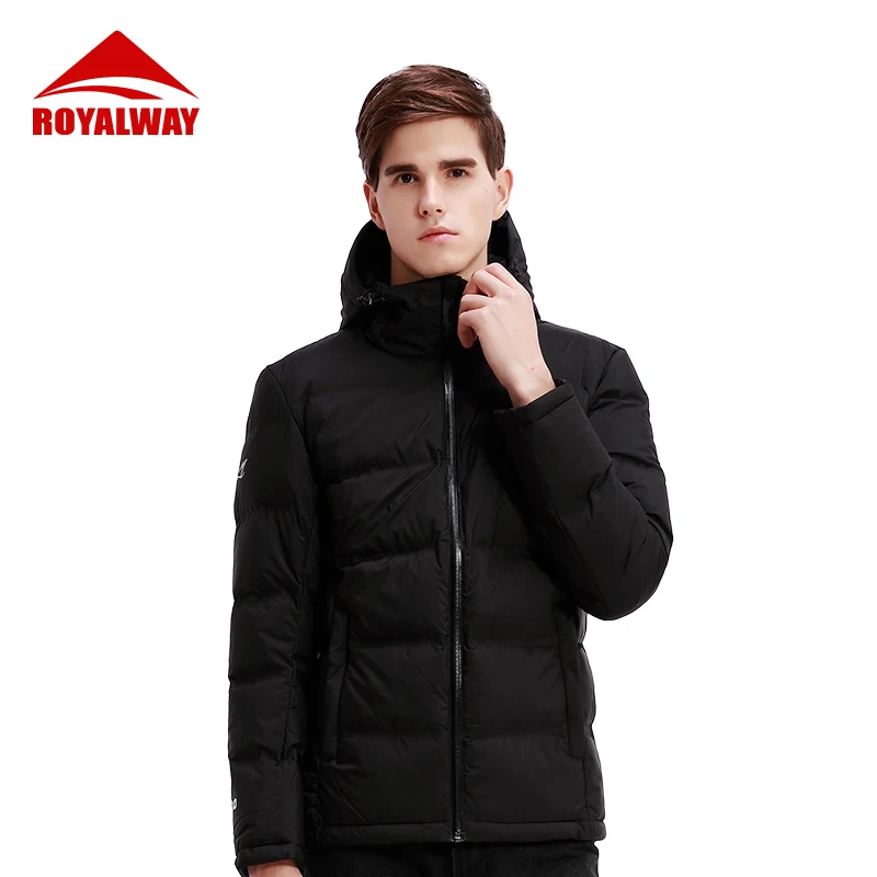 

ROYALWAY Jacket Men's Home 2019 Winter Down Jackets Blouse Hooded Outdoor Style Down Coat Comfortable Men Down Jacket RFDM4480G
