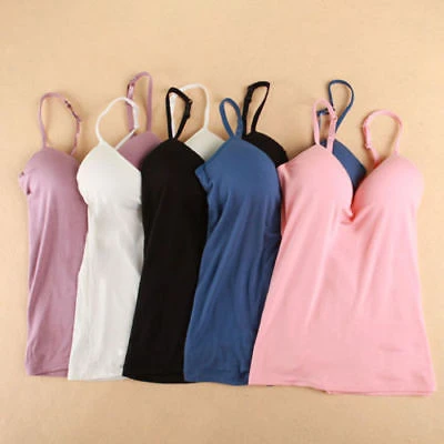 2024 Casual Women Summer T-shirt Women Padded Bra Spaghetti Strap